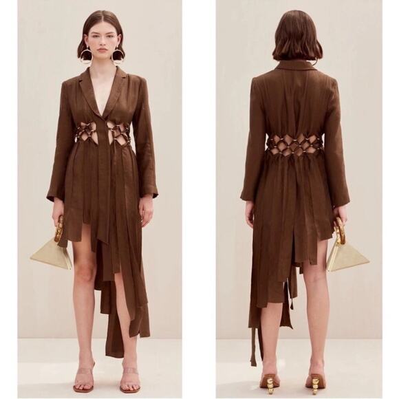 Cult Gaia Elana Cutout Asymmetrical Long Sleeve Midi Dress Size Small - Picture 1 of 10